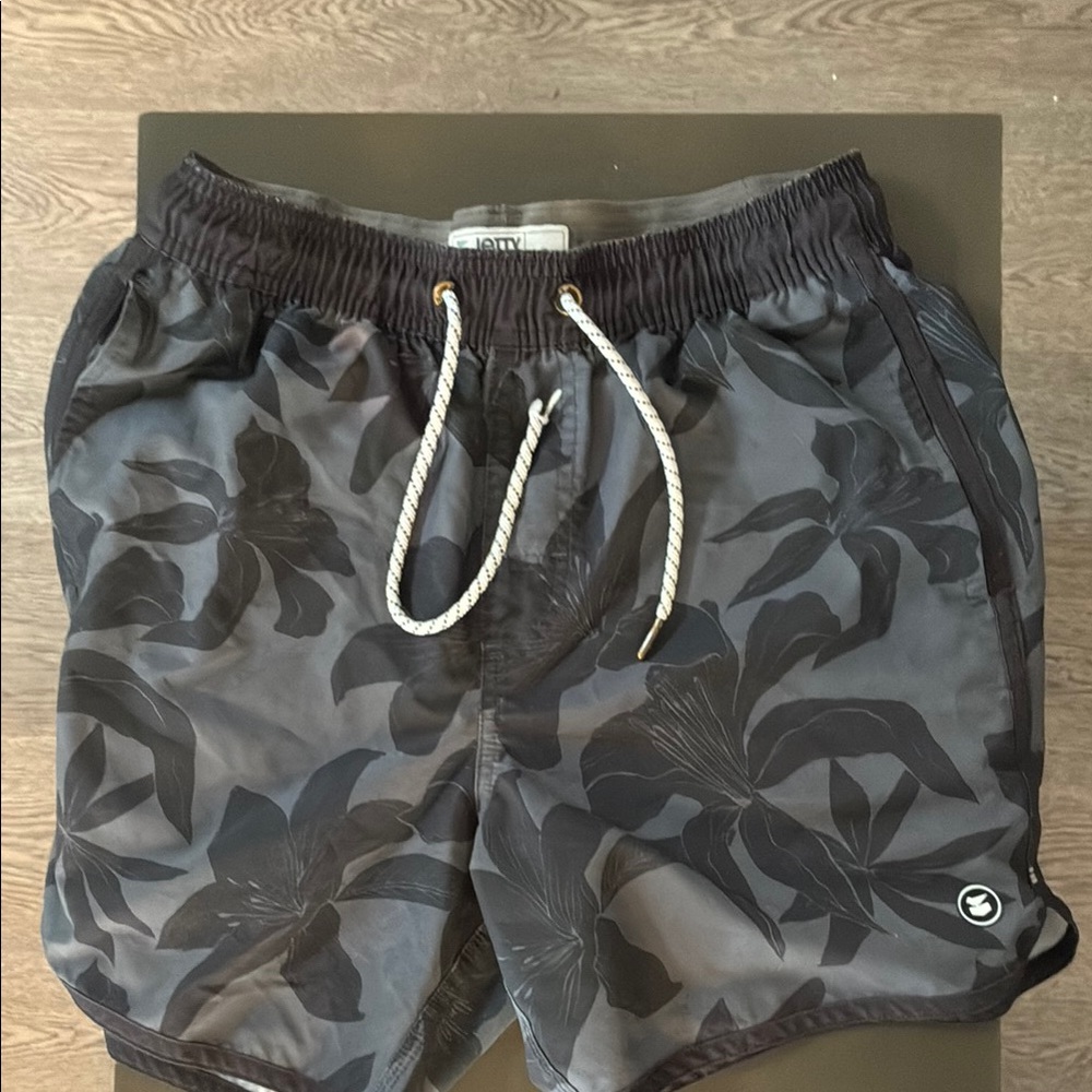Men's Jetty Black Swim Shorts- Size Small